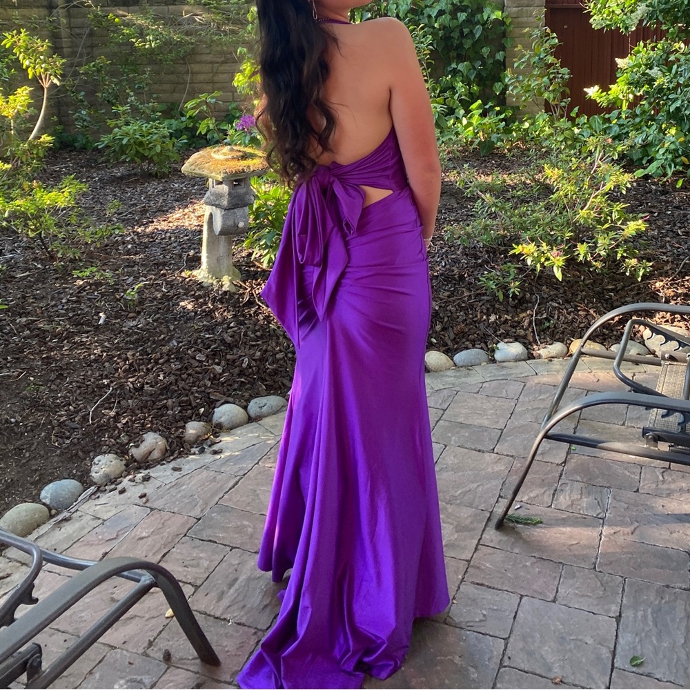 Royal Purple Halter Tie-back Prom Dress - Jessica Angel 378